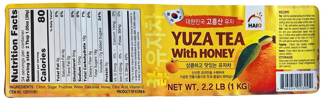 HAIO Citron Tea with Honey Refresh Delight Large One Glass Jar 2.2 LBS/1 KG