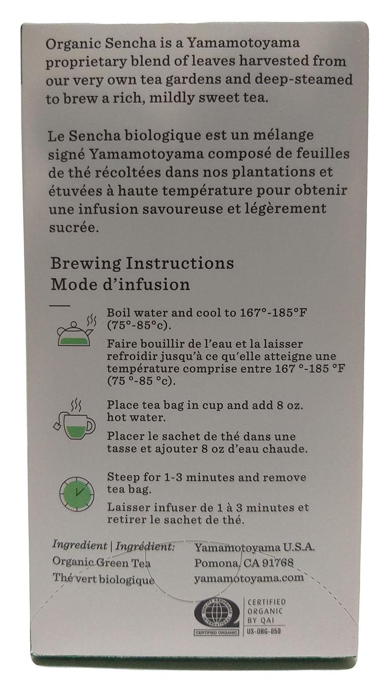 Yamamotoyama Organic Sencha Green Tea, 1.2 Ounces, (1 Box of 18 Teabags) - Mighty Depot