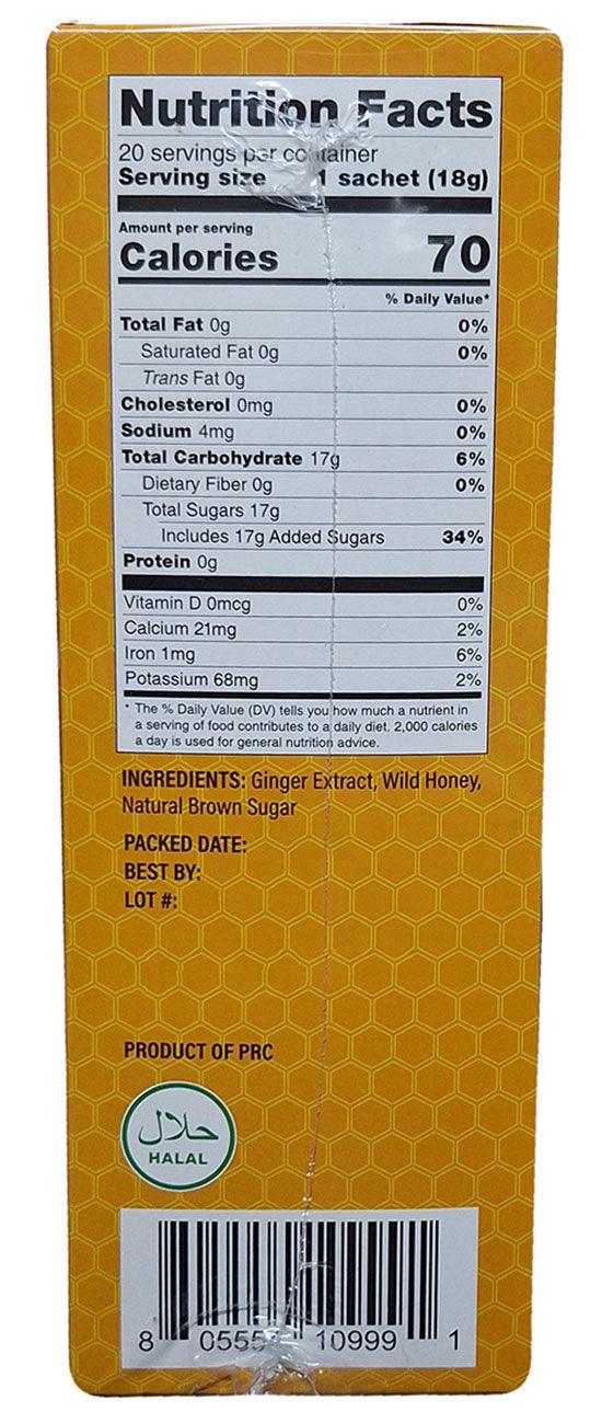 Natural Garden 100% All Natural Ginger Tea with Honey, 1 Box with 20 Sachets, 12.7 oz - Mighty Depot