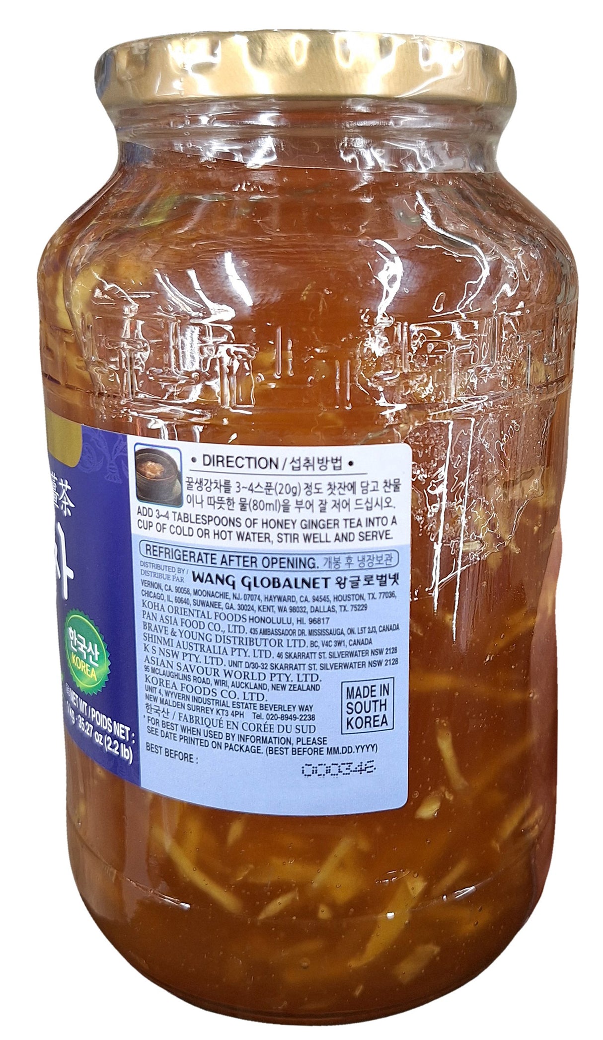 Surasang - Ginger Tea with Honey, 2.2 Pounds (1 Jar) - Mighty Depot