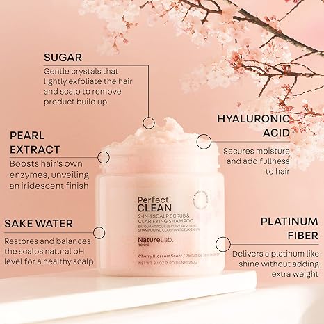 NatureLab Tokyo (LIMITED EDITION) Perfect Clean Scalp 2-in-1 Hair Treatment, Cherry Blossom Scent, 8.1 OZ