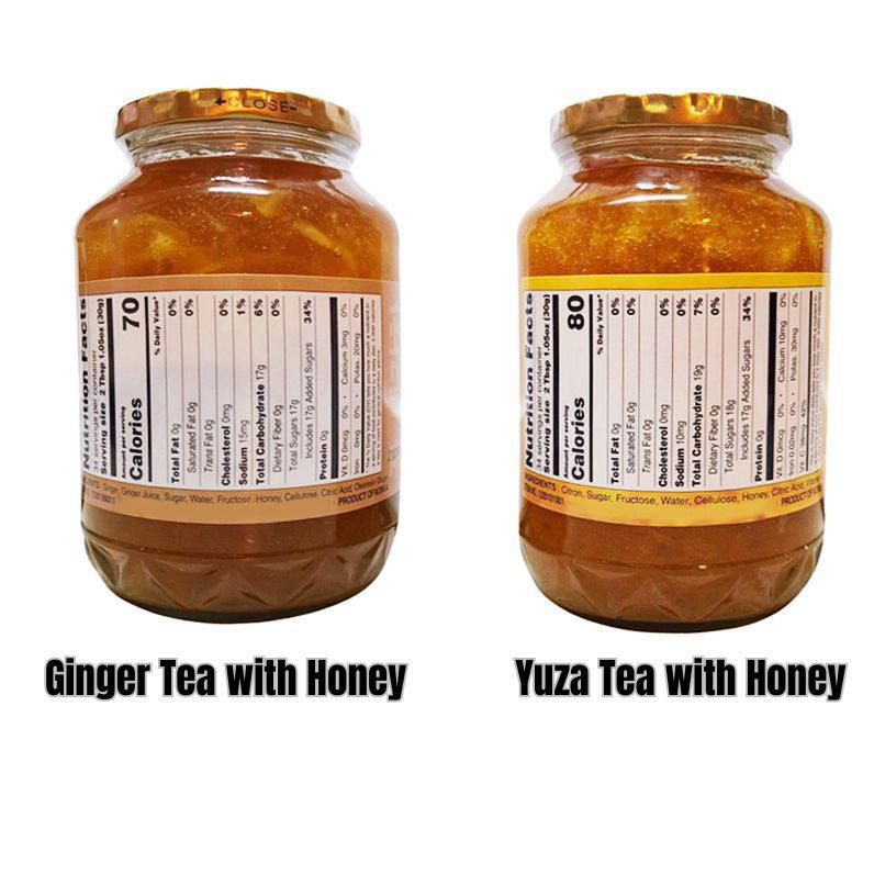 HAIO Ginger Tea with Honey & Yuza Citron Tea with Honey (Combo Pack), 2.2 Pounds Each Jar - 2 Jars - Mighty Depot