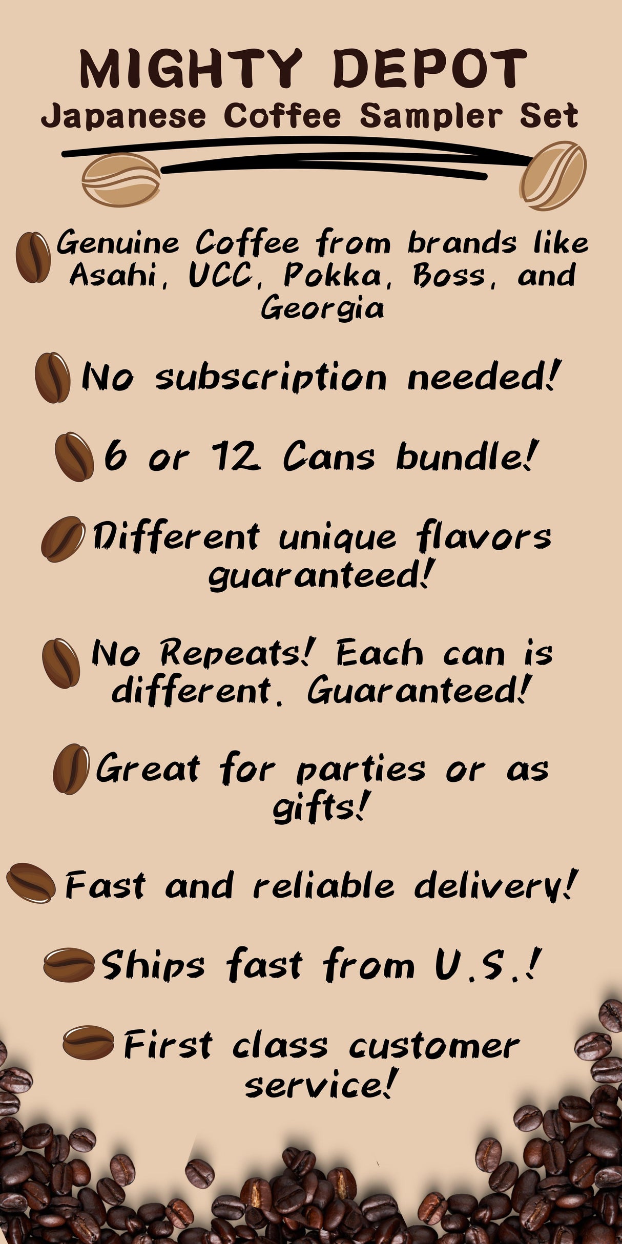 Japanese Coffee Variety Pack | Boss, Georgia coffee, Pokka, UCC, Asahi, Wonda, Sangaria . No Repeats - Mighty Depot