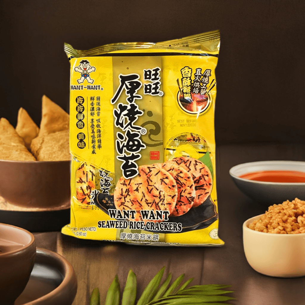 Want Want Senbei Seaweed Flavored Crispy Rice, 3.6 Ounces, 3 Bags - Mighty Depot