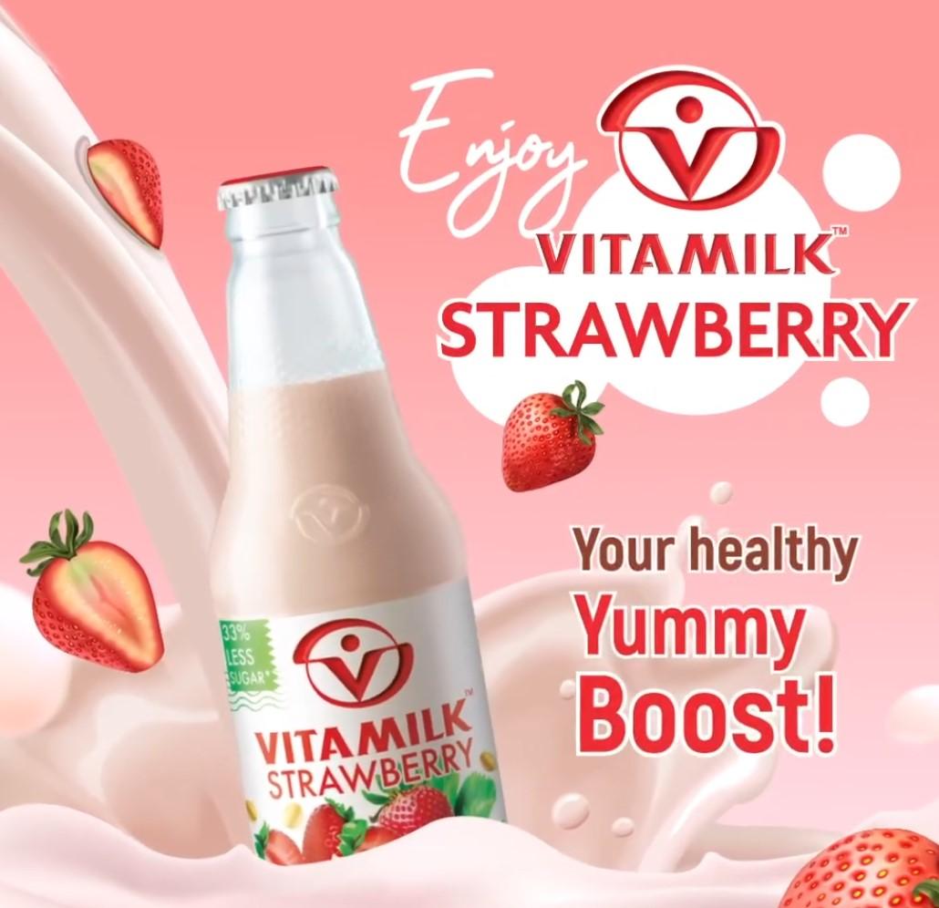 Vitamilk Strawberry Soy Milk 10 fl oz, 6 Bottles - Mighty Depot