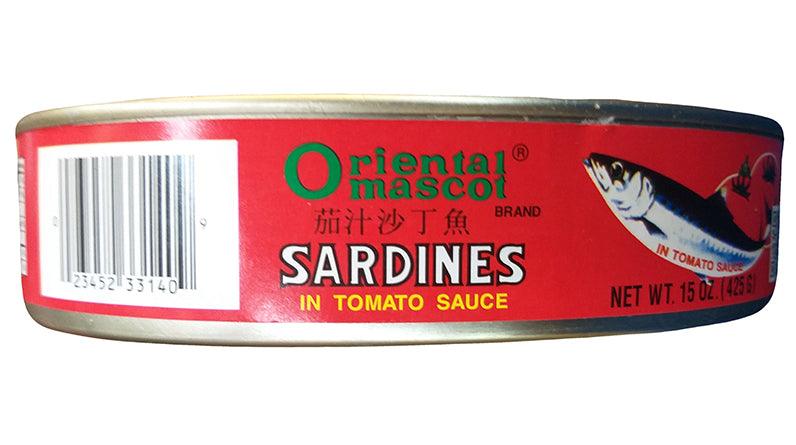 Oriental Mascot Sardines in Tomato Sauce, 15 Ounces, (Pack of 1 Can) - Mighty Depot