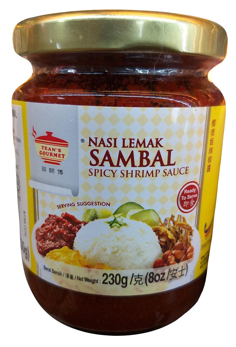 Tean's Gourmet Spicy Shrimp Sauce (Nasi Lemak Sambal), 8 Ounces, 1 Jar - Mighty Depot