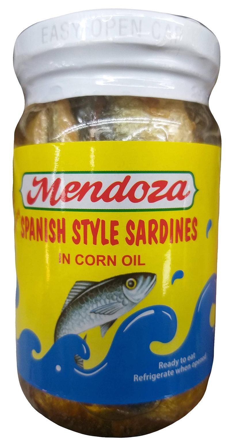 Mendoza Spanish Style Sardines in Corn Oil, (Pack of 1 Jar) - Mighty Depot