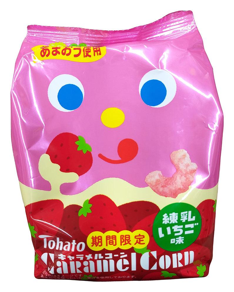 Tohato Caramel Corn (Milk Strawberry), 2.29 Ounces, (1 Bag) - Mighty Depot