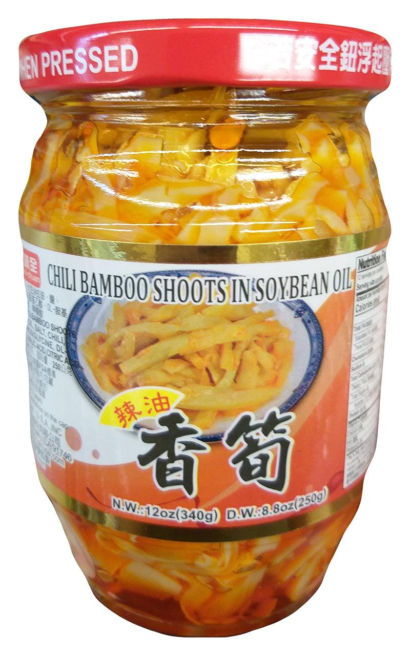 Wei-Chuan Chili Bamboo Shoots in Soybean Oil, 12 Ounces, 1 jar - Mighty Depot