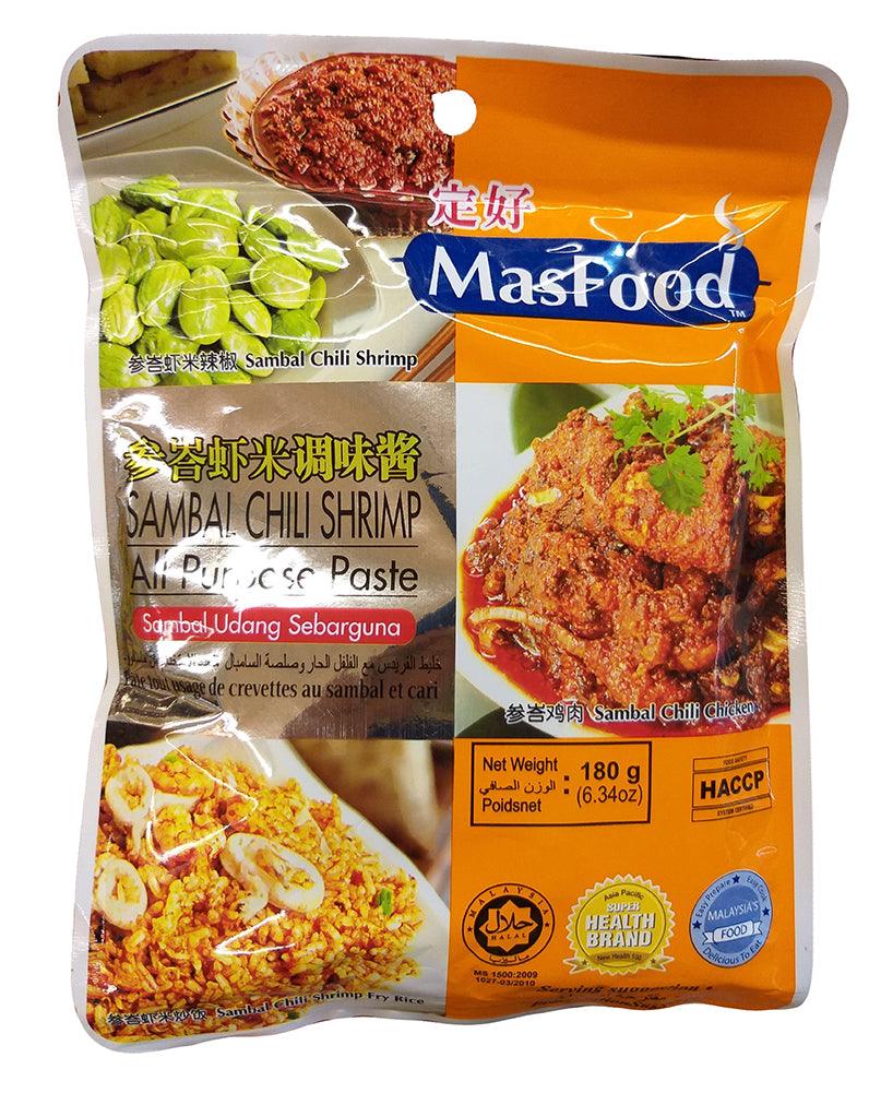 MasFood Sambal Chili Shrimp Paste, 6.34 Ounces, (Pack of 1) - Mighty Depot