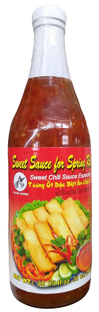 Flying Horse Sweet Chili Sauce for Spring Rolls, 25 Ounces, (Pack of 1 Bottle) - Mighty Depot