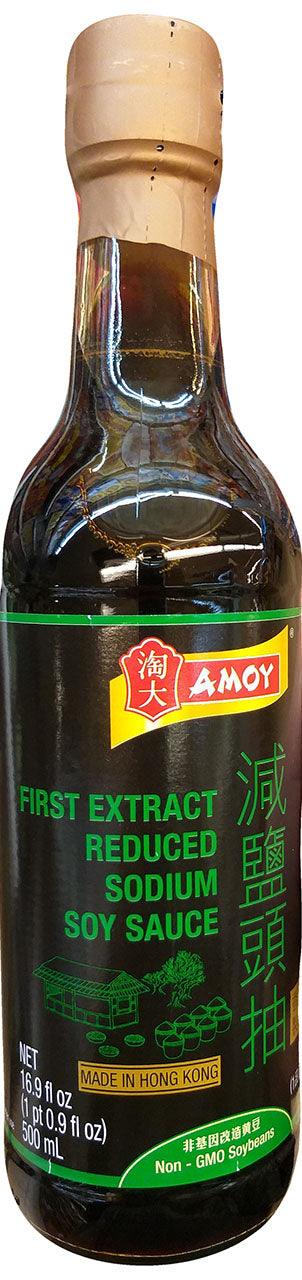 Amoy First Extract Reduced Sodium Soy Sauce, 16.9 Ounces, (1 Bottle) - Mighty Depot