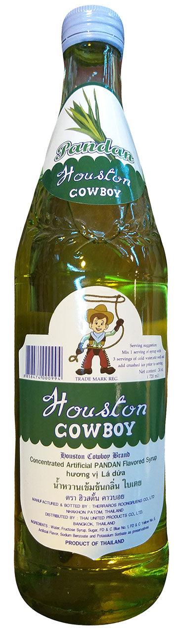 Houston Cowboy Syrup Concentrated Artificial Pandan, 24 Ounces, (Pack of 1 Bottle) - Mighty Depot