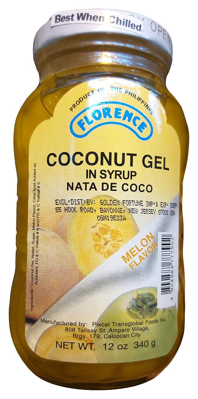 Florence Coconut Gel in Syrup (Melon), 12 Ounces, (Pack of 1 Jar) - Mighty Depot