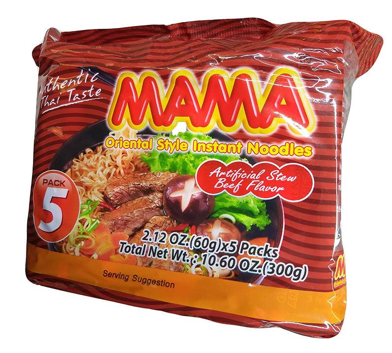 Mama - Oriental Style Instant Noodles (Beef Stew), 10.6 Ounces (2.12 Oz x 5 Packs), (1 Pack of 5) - Mighty Depot