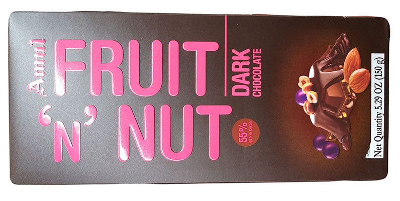 Amul - Fruit 'N' Nut Dark Chocolate, 5.29 Ounces, (Pack of 1) - Mighty Depot
