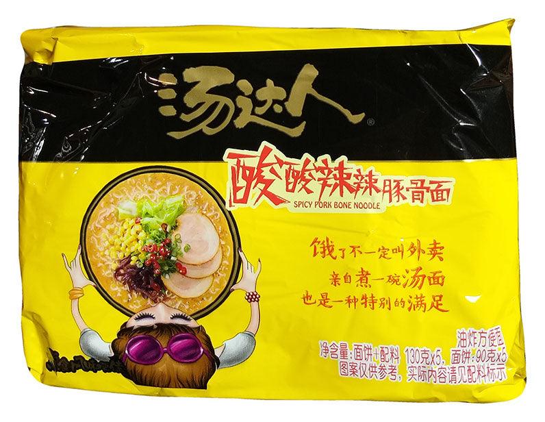 Unif - Spicy Pork Bone Noodle, 22.9 Ounces (4.58oz x 5 packs), (Pack of 1) - Mighty Depot