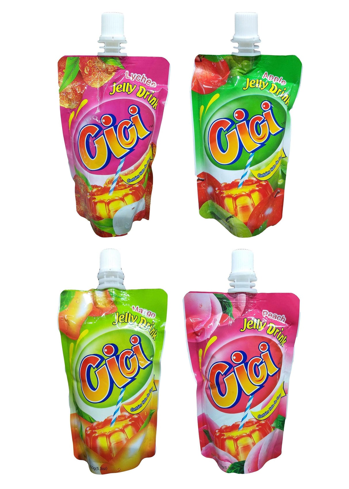 Cici - Jelly Juice Drink (Combo Pack), 5.2 Ounces x 4, (1 Pouch Each Flavor) - Mighty Depot
