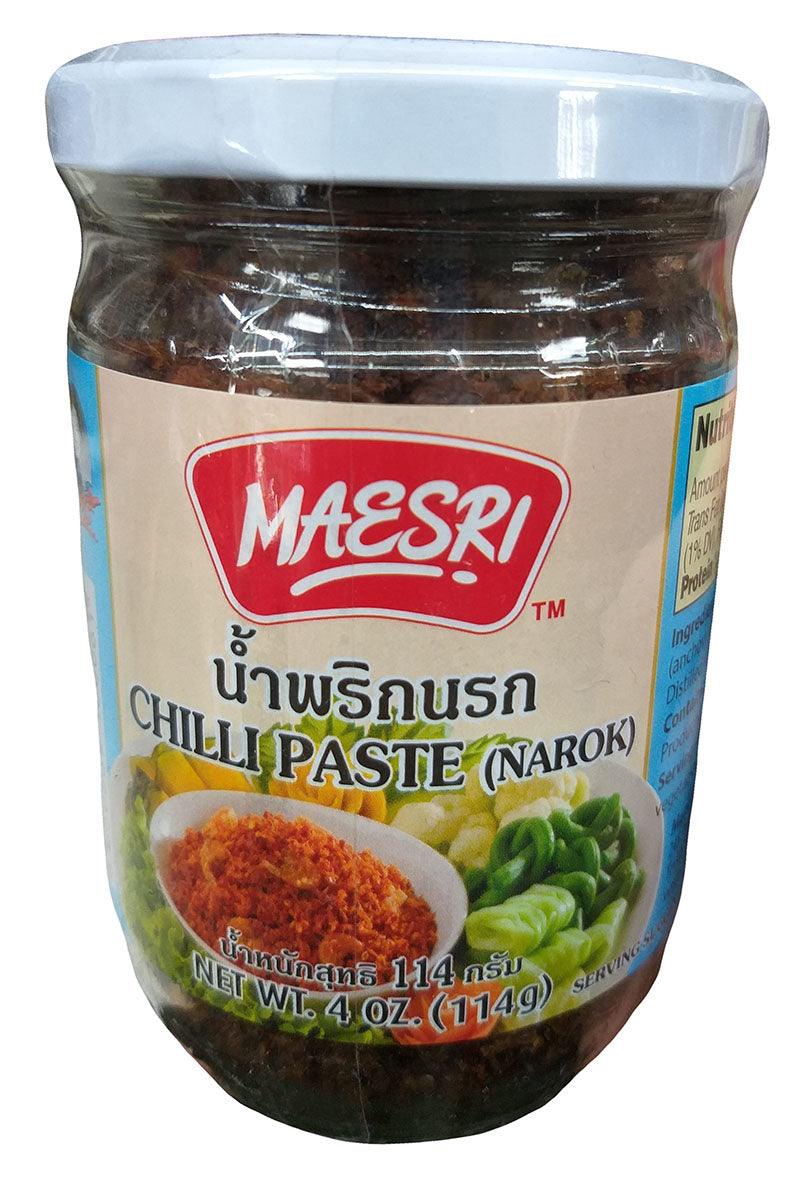 Maesri - Chili Paste (Narok), 4 Ounces, (Pack of 1 Jar) - Mighty Depot