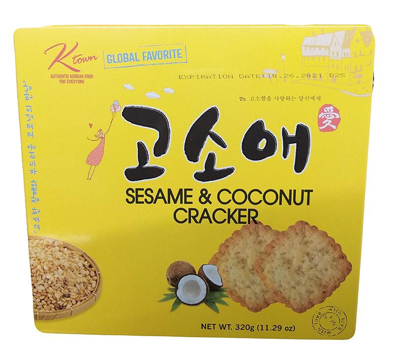 K Town - Sesame and Coconut Cracker, 11.29 Ounces, (1 Box) - Mighty Depot