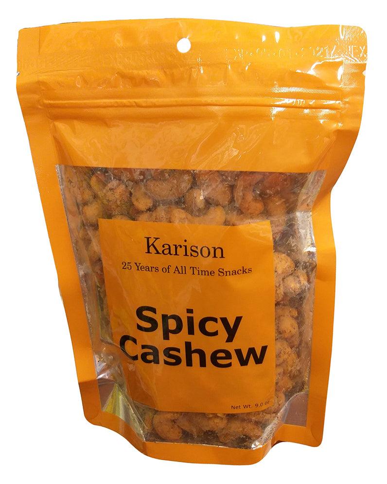 Karison - Spicy Cashews, 9 Ounces, (1 Bag) - Mighty Depot
