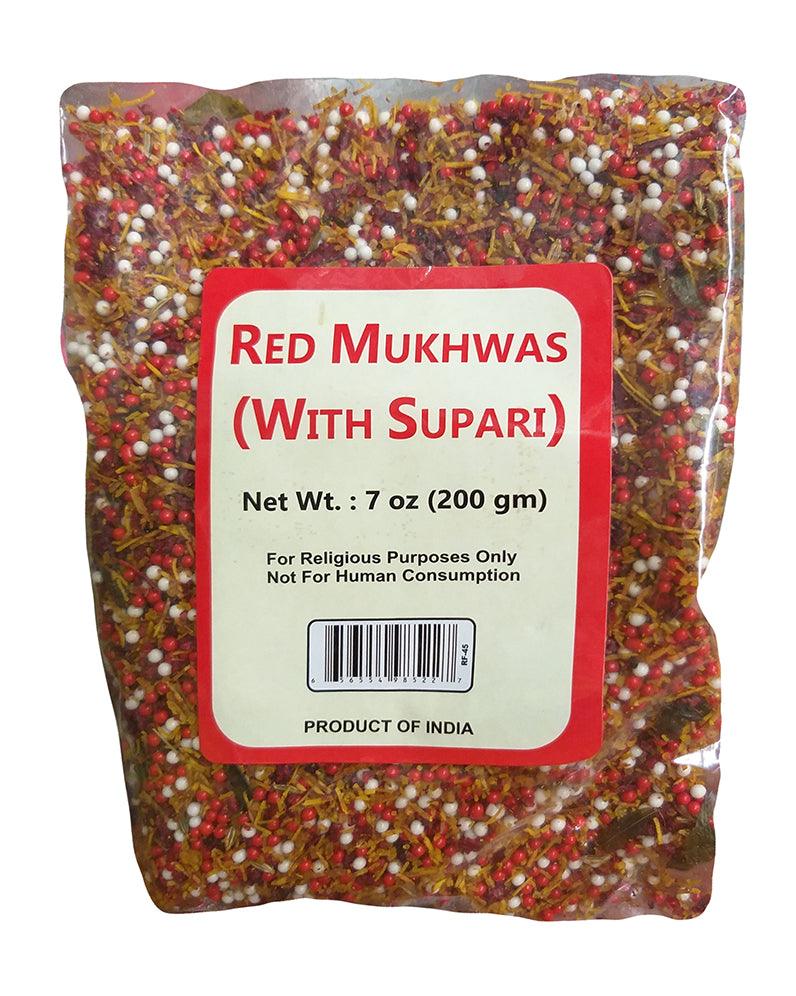 Red Mukhwas (with Supari), 7 Ounces, (1 Bag) - Mighty Depot