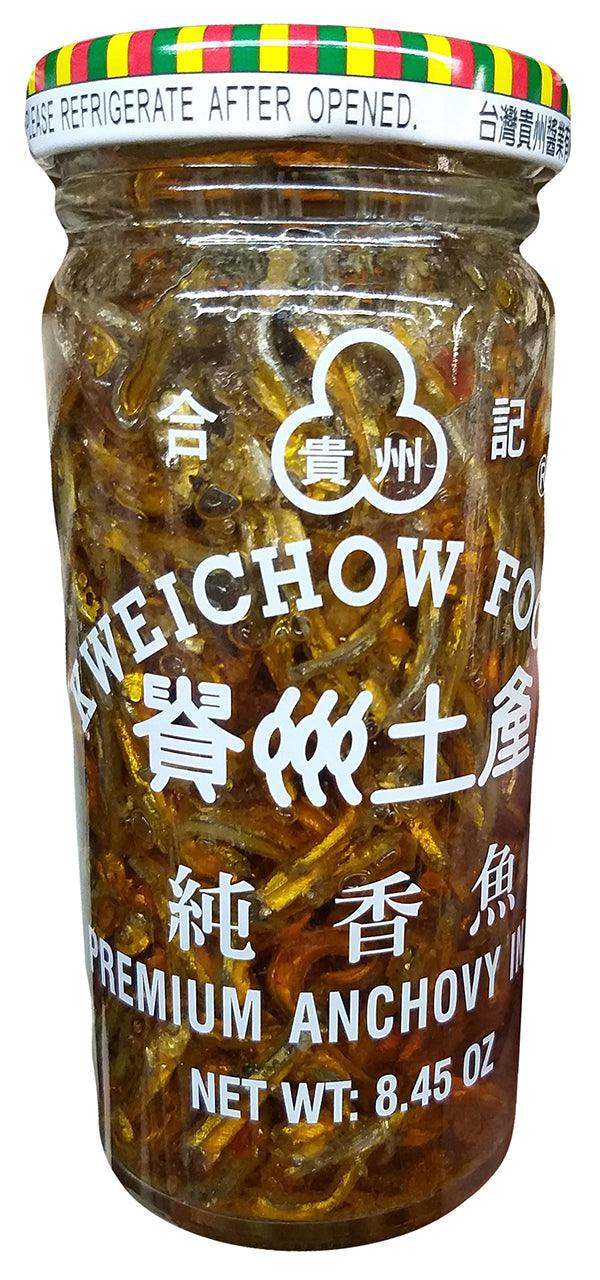 Kweichow Foods - Premium Anchovy in Oil, 8.45 Ounces (1 Jar) - Mighty Depot