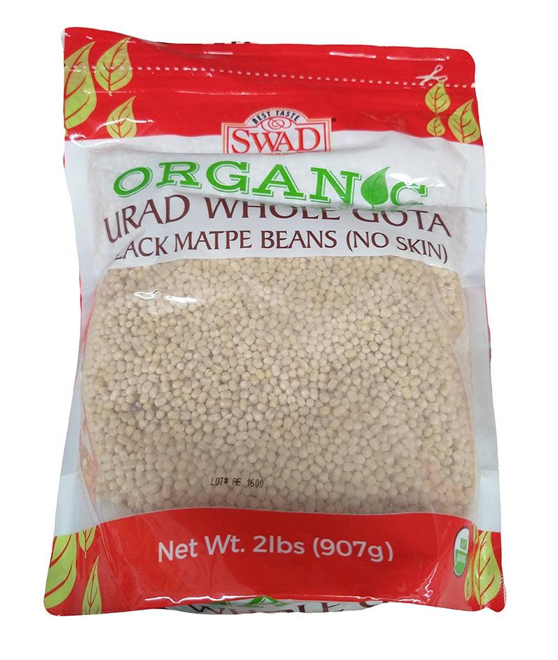 Swad - Organic Urad Whole Gota Black Matpe Beans (No Skin), 2 Pounds (1 Bag) - Mighty Depot