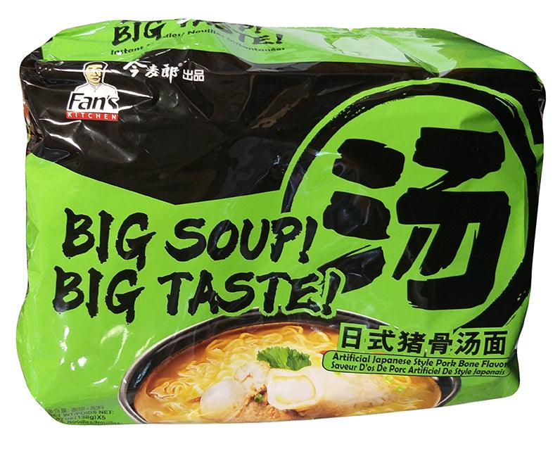 Fan's Kitchen - Instant Noodles (Japanese Style Pork Bone Flavor), 4.87 Ounces, (1 Pack of 5) - Mighty Depot