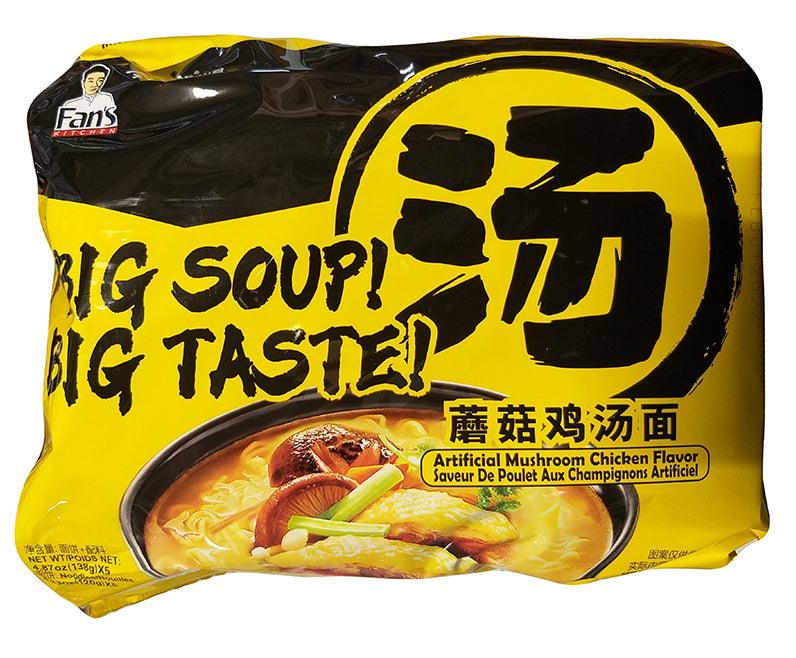 Fan's Kitchen - Instant Noodles (Mushroom Chicken Flavor), 4.87 Ounces, (1 Pack of 5) - Mighty Depot