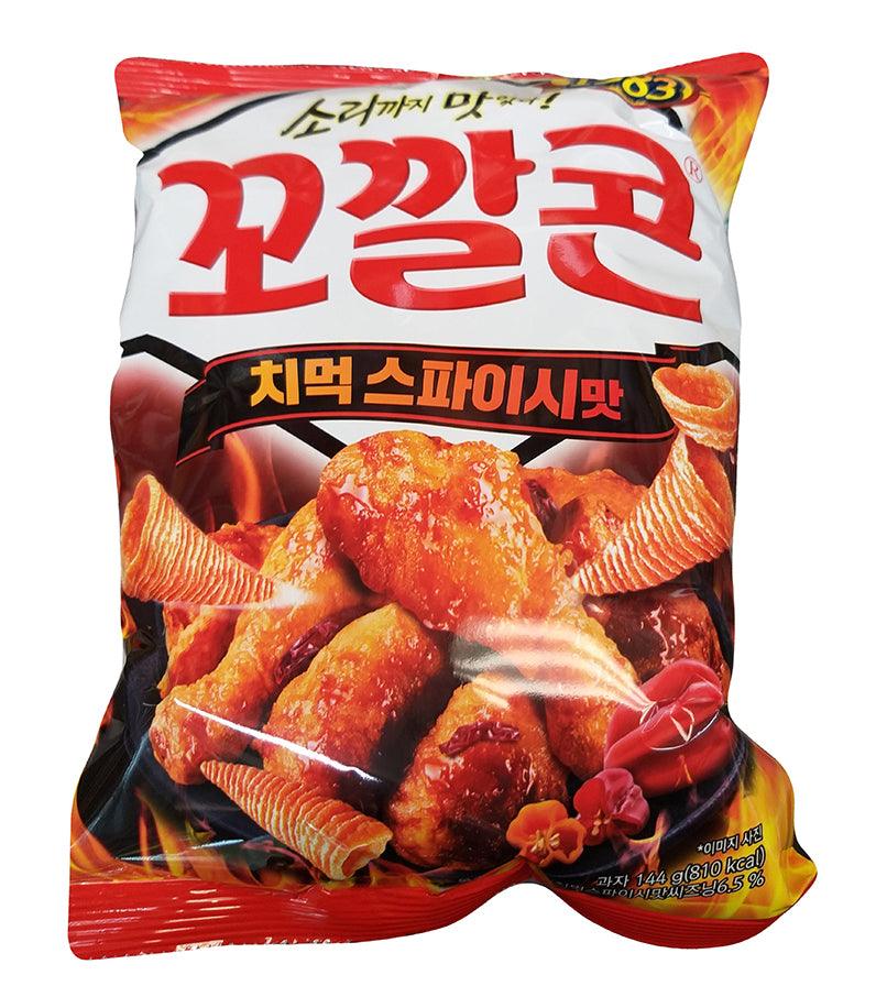 Lotte - Kko Kkal Corn (Spicy), 5.07 Ounces, (1 Bag) - Mighty Depot
