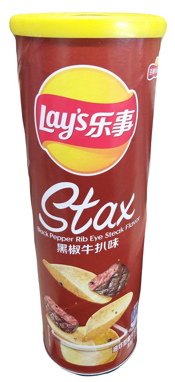 Frito Lay - Lay's Stax Potato Chip (Black Pepper Rib Eye Steak), 3.66 Ounces, (1 Can) - Mighty Depot