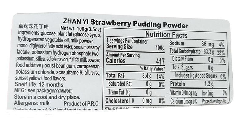 Zhan Yi - Strawberry Pudding Powder, 3.5 Ounces, (1 Box) - Mighty Depot