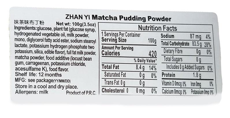 Zhan Yi - Matcha Pudding Powder, 3.5 Ounces, (1 Box) - Mighty Depot