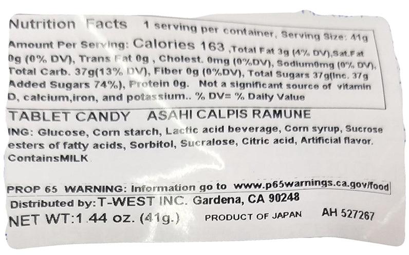 Asahi - Calpis Ramune (Tablet Candy), 1.44 Ounces, (1 Pouch) - Mighty Depot