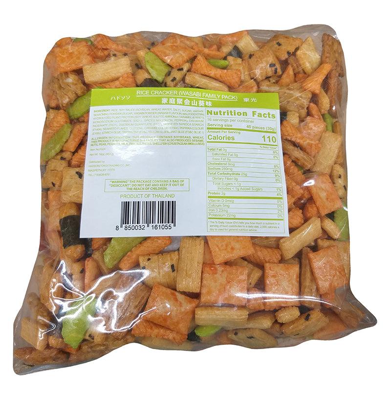 Hadson - Rice Cracker Family Pack (Wasabi) , 1 Pound, (1 Bag) - Mighty Depot