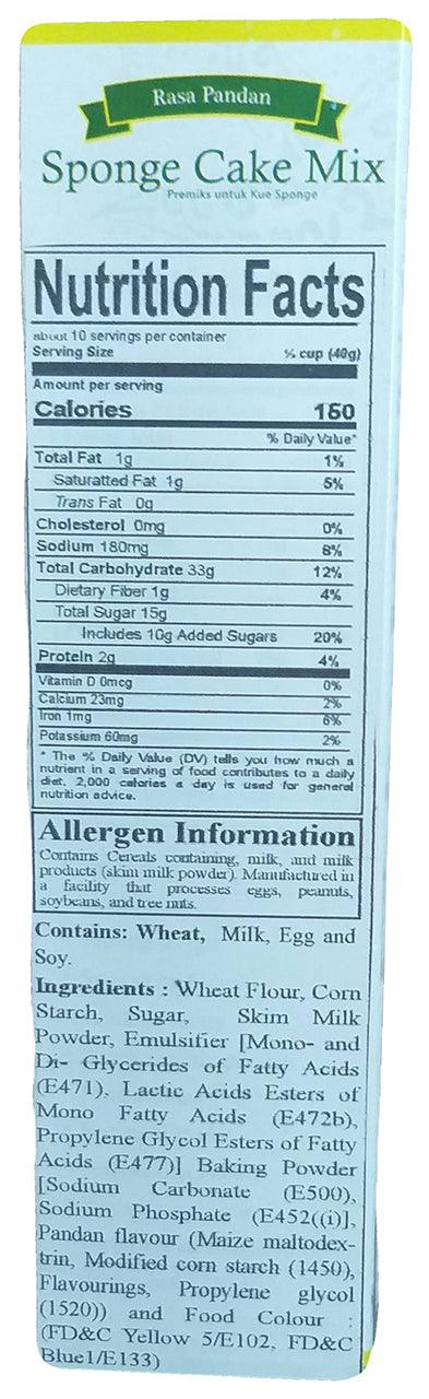 Pondan - Sponge Cake Mix, 14 Ounces, (1 Box) - Mighty Depot