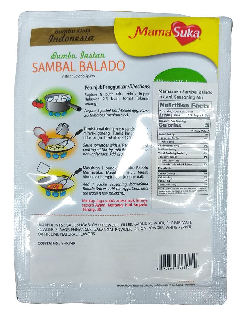 Mama Suka - Bumbu Istan Sambal Balado, 0.5 Ounces, (1 Pouch) - Mighty Depot