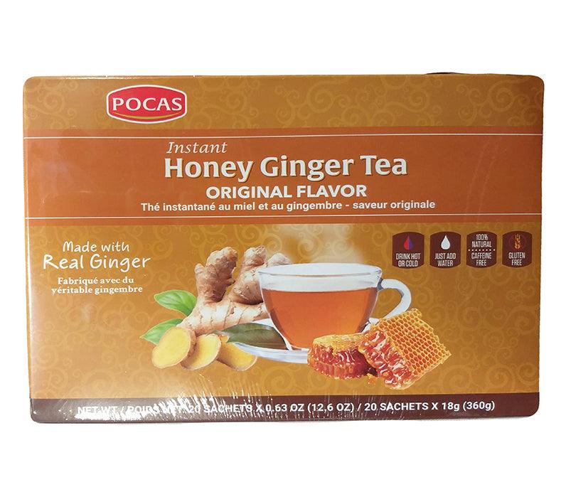 Pocas - Instant Honey Ginger Tea (Original), 12.6 Ounces, (1 Box) - Mighty Depot