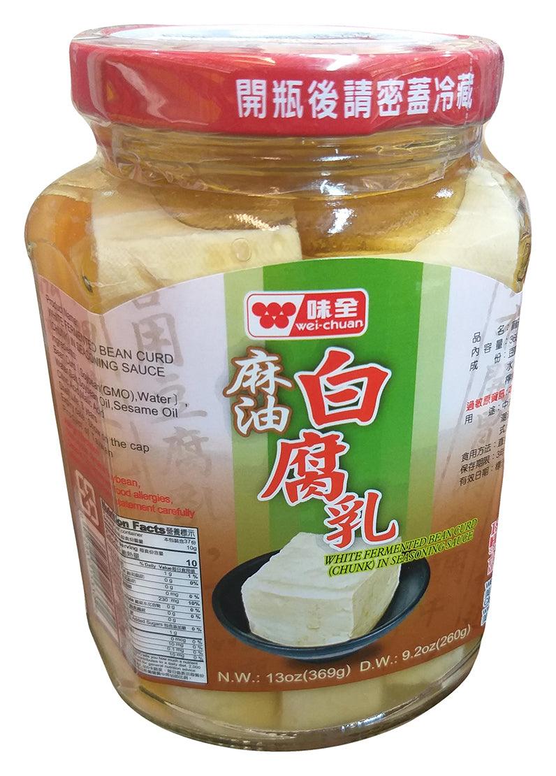 Wei Chuan - White Fermented Bean Curd (Chunk) in Seasoning Sauce, 13 Ounces, (1 Jar) - Mighty Depot