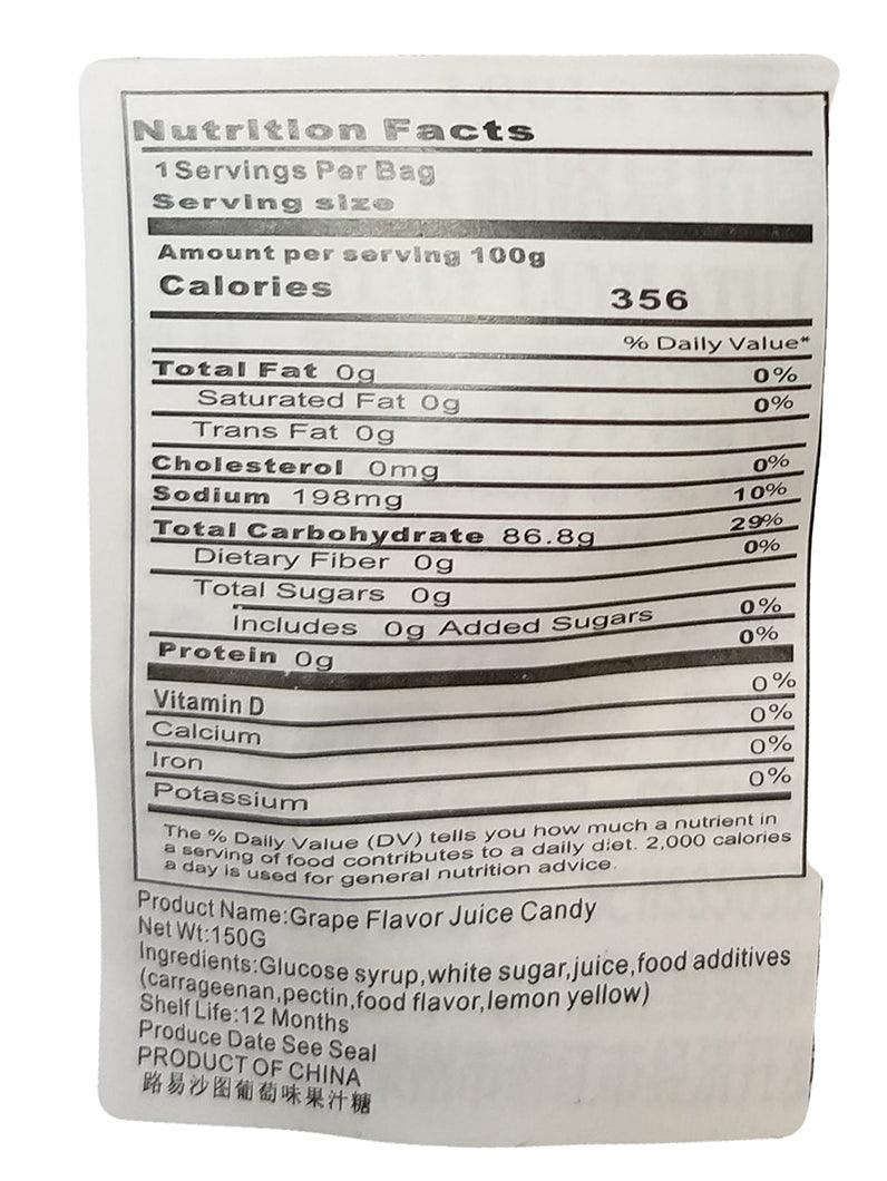 Gummy- Grape Juice Candy, 5.2 Ounces, (1 Bag) - Mighty Depot