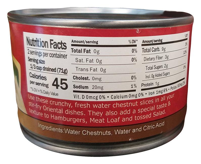 Orchids - Water Chestnut (Sliced), 8 Ounces, (1 Can) - Mighty Depot