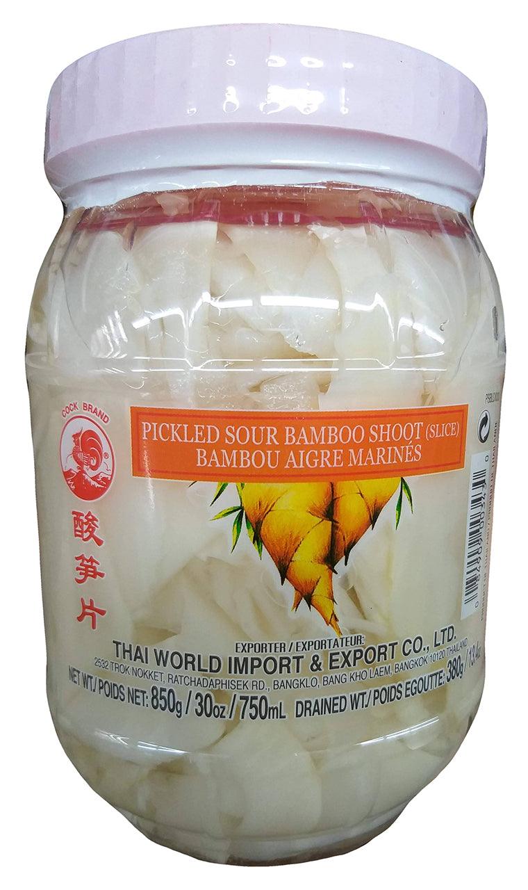 Cock Brand - Pickled Sour Bamboo Shoots (Sliced), 1.8 Pounds, (1 Jar) - Mighty Depot
