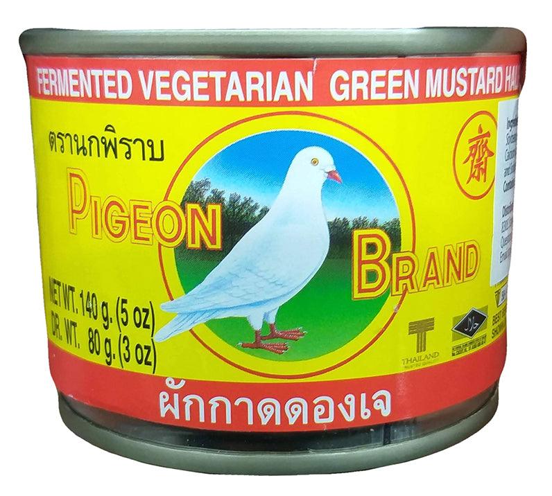 Pigeon Brand - Fermented Green Mustard Half in Soy Sauce, 5 Ounces, (1 Can) - Mighty Depot