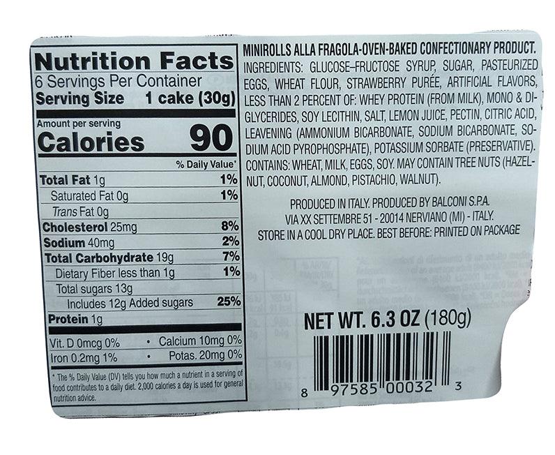 Balconi - Mini Rolls Fragola, 6.3 Ounces, (1 Bag) - Mighty Depot