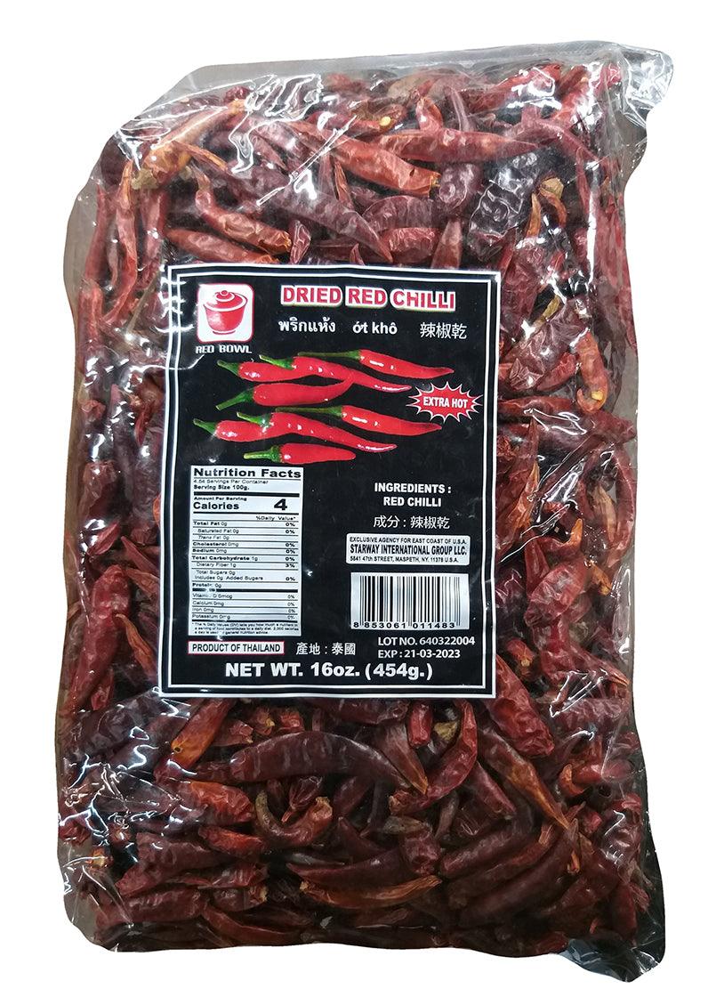 Red Bowl - Dried Red Chili, 1 Pound, (1 Bag) - Mighty Depot