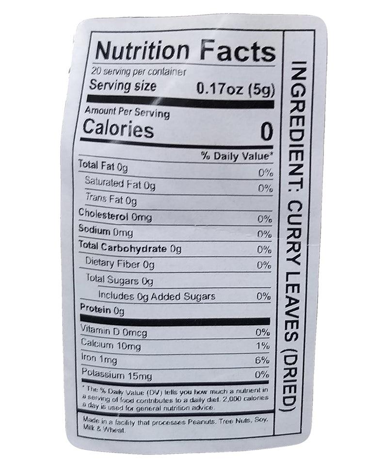 Keshav - Dry Curry Leaves, 3.5 Ounces, (1 Bag) - Mighty Depot