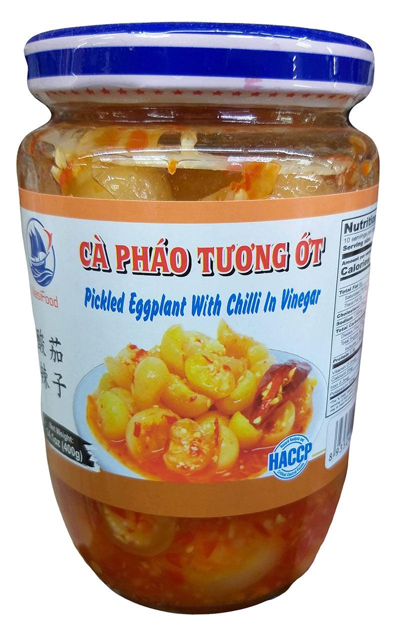 Vasifood - Pickled Eggplant with Chili in Vinegar, 14.1 Ounces, (1 Jar) - Mighty Depot