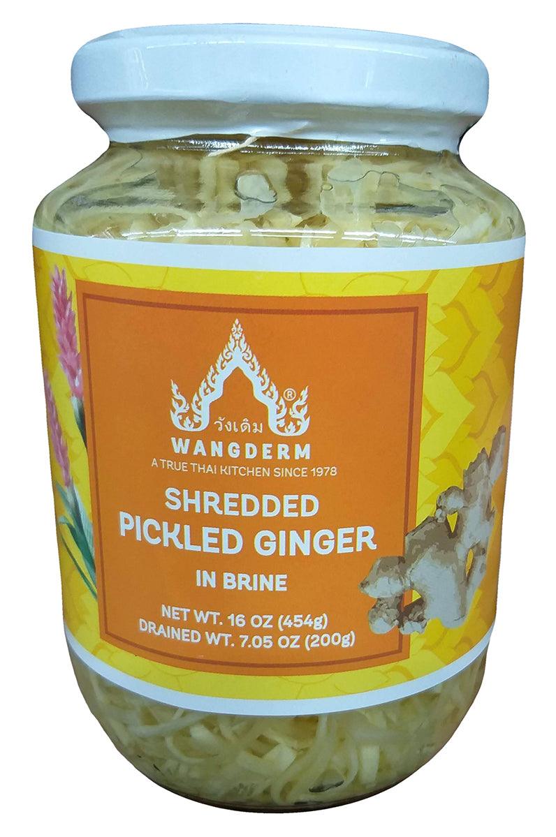 Wangderm - Shredded Pickled Ginger in Brine, 1 Pound, (1 Jar) - Mighty Depot